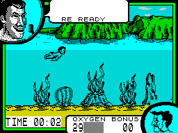 Supersports: The Alternative Olympics (ZX Spectrum) screenshot: Under Water Assault Course.