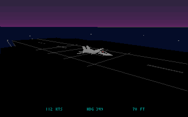 JetFighter II: Advanced Tactical Fighter (DOS) screenshot: Snagged the 3-wire!