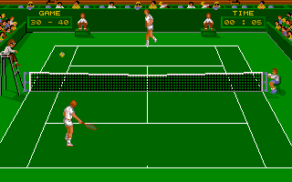 Pro Tennis Tour (Amiga) screenshot: The ball is in the out