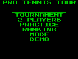 Pro Tennis Tour (ZX Spectrum) screenshot: Main menu