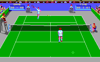 Pro Tennis Tour (DOS) screenshot: Moving to the net