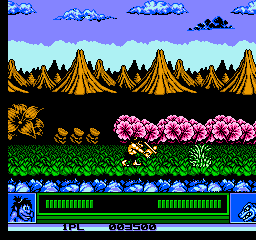 Joe & Mac: Caveman Ninja (NES) screenshot: Hey! There's enemy cavemen hiding in those bushes!