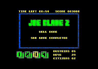 Joe Blade II (Amstrad CPC) screenshot: I have defused a bomb