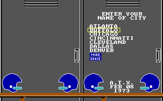 Quarterback (PC Booter) screenshot: Select a city! (EGA/MCGA/Tandy)