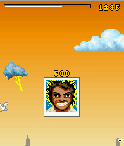 Johnny Crash (J2ME) screenshot: Getting hit by lightning is another stunt.