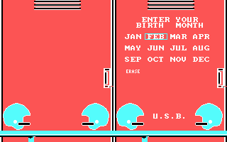 Quarterback (PC Booter) screenshot: Enter some stats about yourself. (CGA)