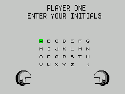 Quarterback (ZX Spectrum) screenshot: High score input