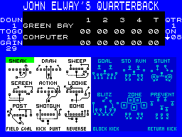 Quarterback (ZX Spectrum) screenshot: Play-calling screen