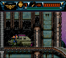 Judge Dredd (SNES) screenshot: Dredd in the rain