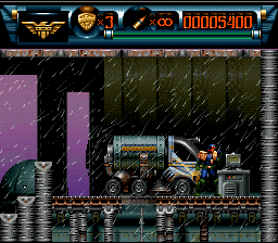 Judge Dredd (SNES) screenshot: Use the computer terminal...