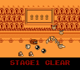 Joy Mecha Fight (NES) screenshot: After defeating the stage boss, you'll see all your finishing movements against each robot of that particular stage.