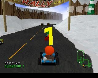 South Park Rally (PlayStation) screenshot: The start of each race gets the usual 3 second countdown.