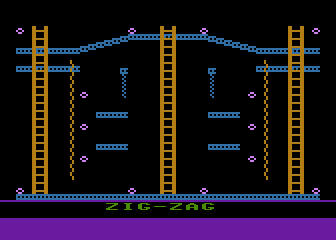 Jumpman Junior (Atari 8-bit) screenshot: 'Zig Zag' Level