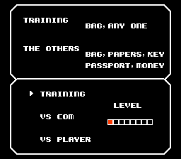 Spy vs Spy (NES) screenshot: Game mode and difficulty levels