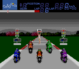 Bari Bari Densetsu (TurboGrafx-16) screenshot: On the starting line