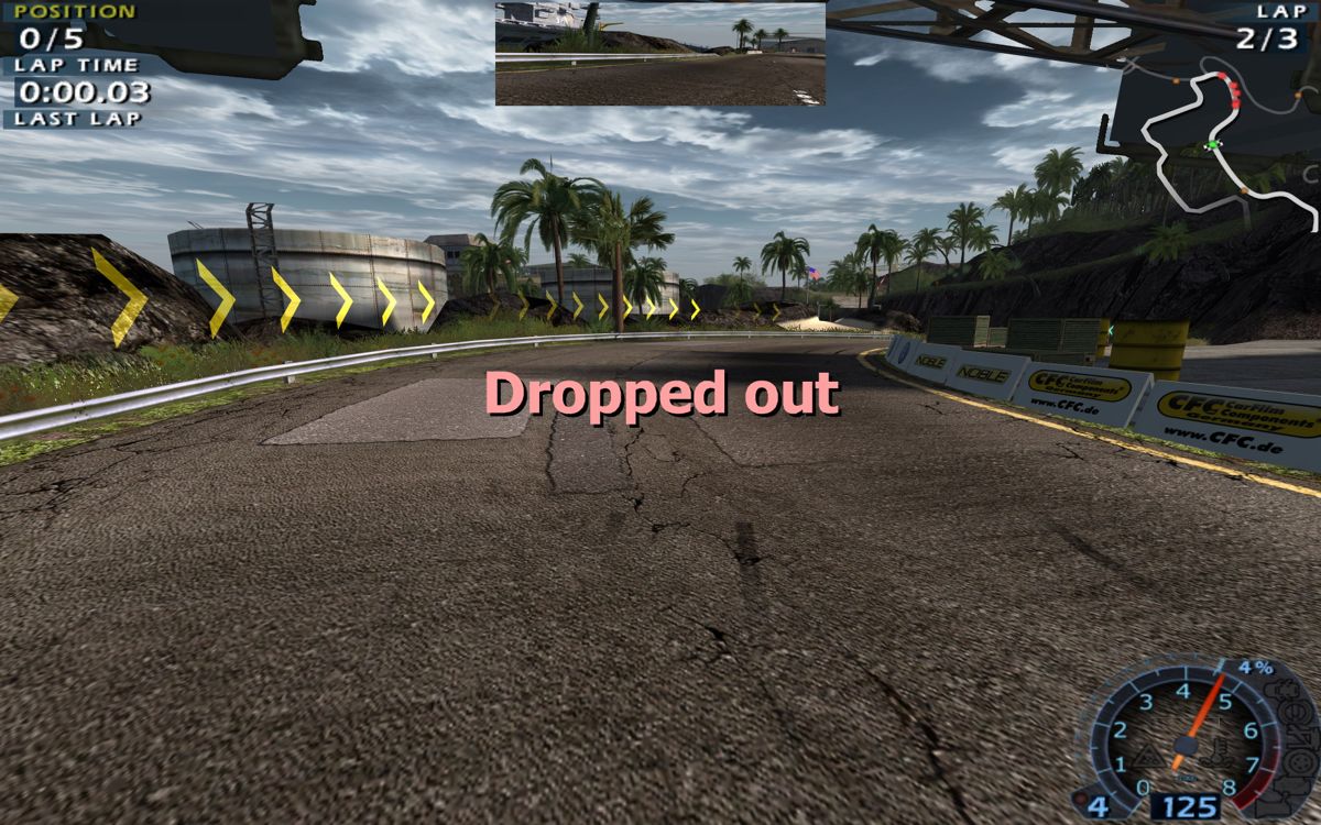World Racing 2 (Windows) screenshot: Stay behind the pack in knockout races and you get the boot off the race
