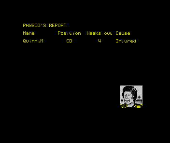 Kenny Dalglish Soccer Manager (ZX Spectrum) screenshot: The not-so-mighty Quinn