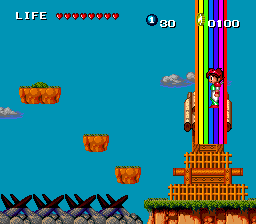 Keith Courage in Alpha Zones (TurboGrafx-16) screenshot: A rainbow takes you to another place