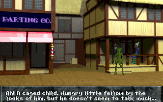 Kingdom O' Magic (DOS) screenshot: Caged child description