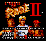 Streets of Rage 2 (Game Gear) screenshot: Title Screen