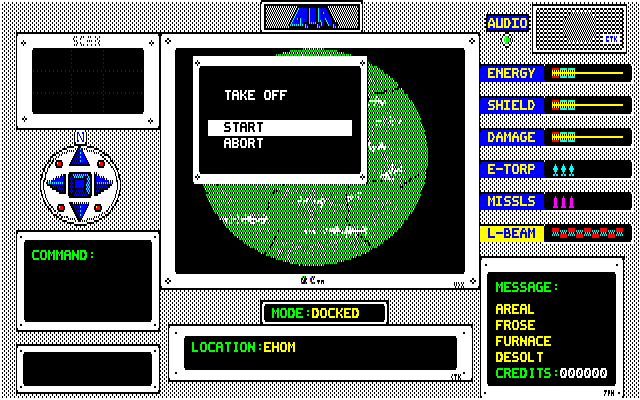 AIR (PC-88) screenshot: This planet looks really big. Are you sure you want to go?
