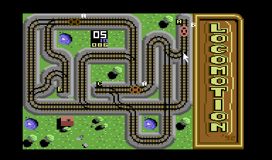 Locomotion (Commodore 64) screenshot: Turn the tracks to avoid a collision