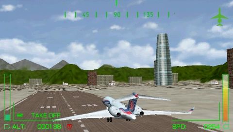 Pilot Academy (PSP) screenshot: Taking off in the Bombardier Global Express.