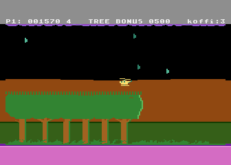 Koffi: Yellow Kopter (Atari 5200) screenshot: I put out the fire.