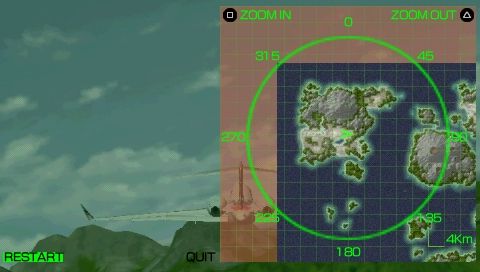 Pilot Academy (PSP) screenshot: Pausing the game allows you to view the map screen for orientation.