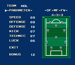 Konami Hyper Soccer (NES) screenshot: You can change the start formation of...