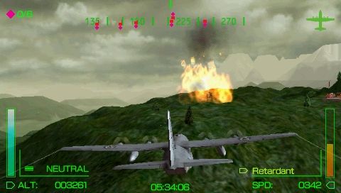 Pilot Academy (PSP) screenshot: Approaching a bushfire in a C-130.