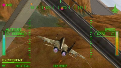 Pilot Academy (PSP) screenshot: Flying below bridges in a SU-27 is another challenge.
