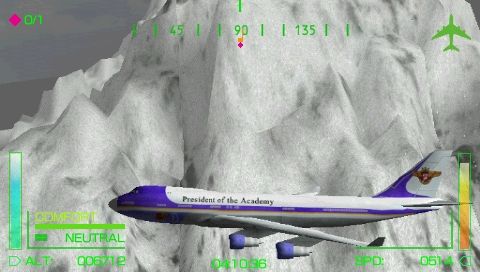 Pilot Academy (PSP) screenshot: Flying the Presidential B747 in a snow storm.