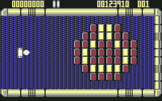 Krakout (Commodore 64) screenshot: The paddle is on the left side now