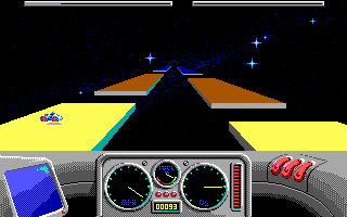 Kosmonaut (DOS) screenshot: The first map, very much similar to the sequel, Skyroads