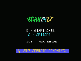 Krakout (MSX) screenshot: Title screen