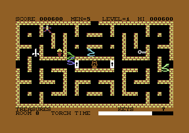 Krystals of Zong (Commodore 64) screenshot: Torch is nearby