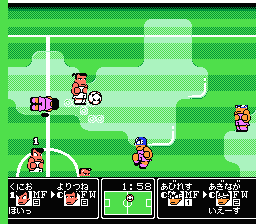 Kunio-kun no Nekketsu Soccer League (NES) screenshot: Weather conditions leave a lot to be desired...