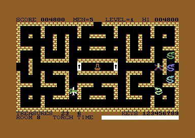 Krystals of Zong (Commodore 64) screenshot: The orange flask provides you with teleportation