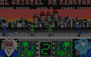 La Corona Mágica (DOS) screenshot: Menaced by monsters. (VGA)