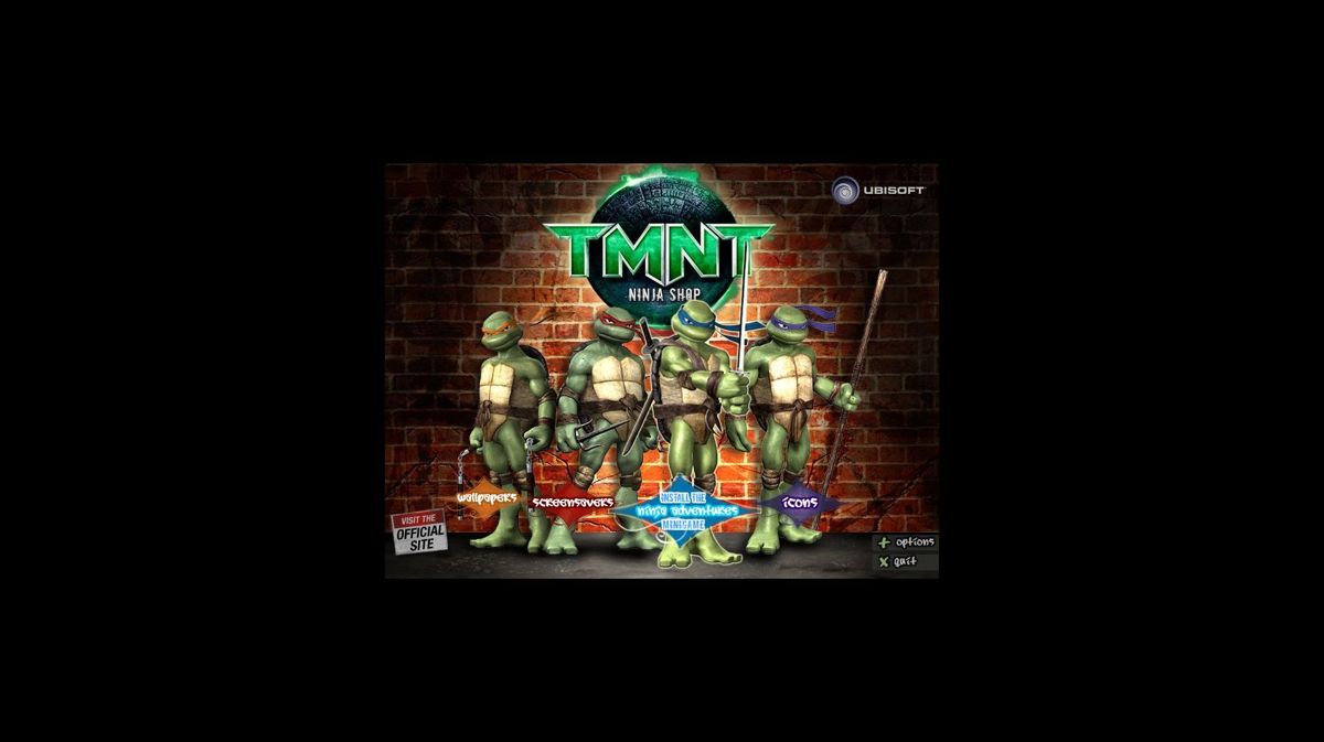 TMNT: Ninja Adventures Activity Centre (Windows) screenshot: The application's menu and title screen. It does not resize to fill the window