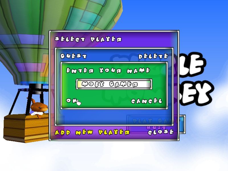 Puzzle Monkey (Windows) screenshot: Creating a player's identity