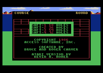Leader Board (Atari 8-bit) screenshot: Game selection