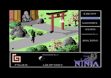 The Last Ninja (Commodore 64) screenshot: In front of a beautiful temple