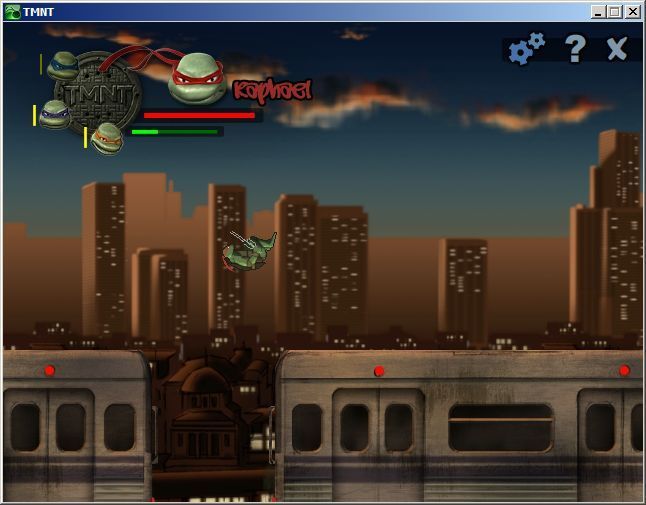 TMNT: Ninja Adventures Activity Centre (Windows) screenshot: Raphael leaping from one carriage to another