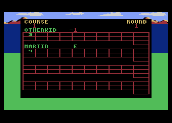 Leader Board (Atari 8-bit) screenshot: Opened with a birdie and a par