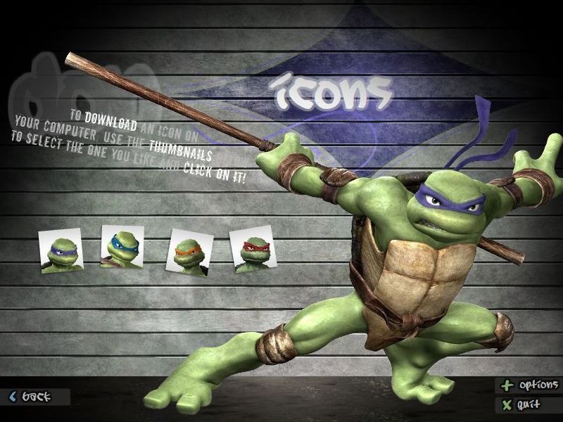 TMNT: Ninja Adventures Activity Centre (Windows) screenshot: There are four icons