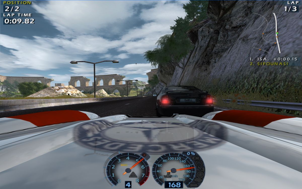 World Racing 2 (Windows) screenshot: Tailgating your opponent gives you better acceleration and reserves some power for overtaking