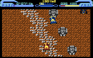 L.E.D. Storm (Commodore 64) screenshot: A narrow brick pathway