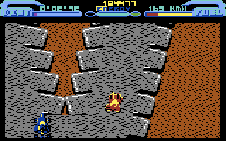 L.E.D. Storm (Commodore 64) screenshot: The road splits; hope I chose the correct direction!